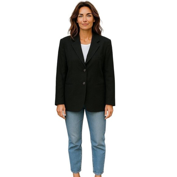 Lauren Ralph Lauren Blazer Wool Mid Length Black Women's 10 Vintage USA - Picture 1 of 7